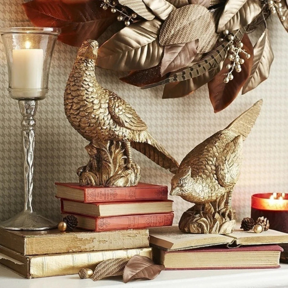 Pier 1 Gold Pheasant Bird Sculpture (Flawed) - Picture 1 of 10